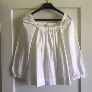 J Crew White Square Neck Top